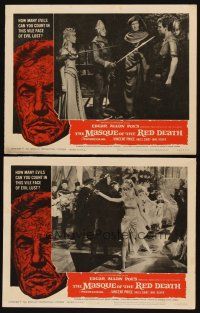8r871 MASQUE OF THE RED DEATH 2 LCs '64 Vincent Price, Hazel Court, directed by Roger Corman!