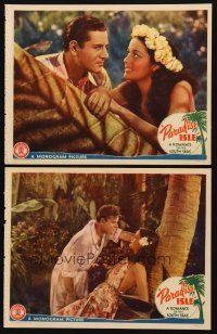 8r898 PARADISE ISLE 2 LCs '37 great images of Warren Hull romancing sexy tropical Movita!