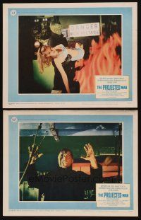 8r912 PROJECTED MAN 2 LCs '67 great c/u of monster & carrying sexy Mary Peach through fire!