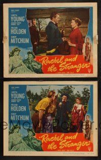 8r914 RACHEL & THE STRANGER 2 LCs '48 Robert Mitchum, Loretta Young & William Holden!