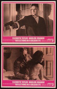 8r918 REFLECTIONS IN A GOLDEN EYE 2 LCs '67 Marlon Brando with gun & holding Elizabeth Taylor!