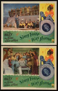 8r944 SING YOUR WAY HOME 2 LCs '45 Jack Haley giving speech to soldiers & cast sings to him in bed!