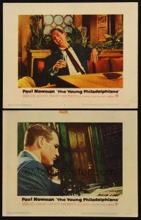 8r997 YOUNG PHILADELPHIANS 2 LCs '59 lawyer Paul Newman on telephone & laughing with drink in hand!