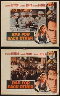 8r519 BAD FOR EACH OTHER 4 LCs '53 Charlton Heston & sexy bad girl Lizabeth Scott in border art!