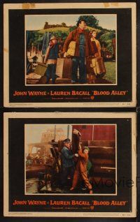 8r523 BLOOD ALLEY 4 LCs '55 John Wayne & Lauren Bacall in China, directed by William Wellman!