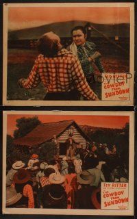 8r633 COWBOY FROM SUNDOWN 3 LCs '40 great images of Tex Ritter fighting bad guys & saving the day!