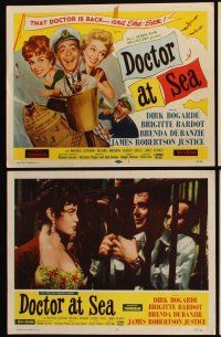 8r073 DOCTOR AT SEA 8 LCs '55 Dirk Bogarde, sexy Brigitte Bardot, James Robertson Justice!
