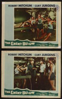 8r276 ENEMY BELOW 7 LCs '58 Robert Mitchum & Curt Jurgens in the amazing saga of the U.S. Navy!