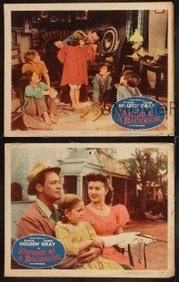 8r643 FATHER IS A BACHELOR 3 LCs '50 pretty Coleen Gray, William Holden, five kids calling him daddy