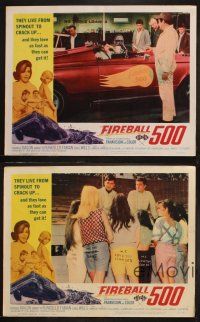 8r342 FIREBALL 500 6 LCs '66 Frankie Avalon & sexy Annette Funicello, cool stock car racing art!