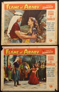 8r344 FLAME OF ARABY 6 LCs '51 Maureen O'Hara, Jeff Chandler, Lon Chaney Jr, out of the vast Sahara!