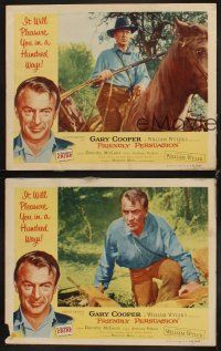 8r648 FRIENDLY PERSUASION 3 LCs '56 Gary Cooper on horseback & with Dorothy Maguire!