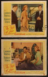 8r653 GIFT OF LOVE 3 LCs '58 great images of pretty Lauren Bacall & Robert Stack!