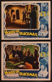8r665 HOUSE OF BLACKMAIL 3 LCs '53 art of sexy bad girl with gun, who gave a ride to a hitchhiker!