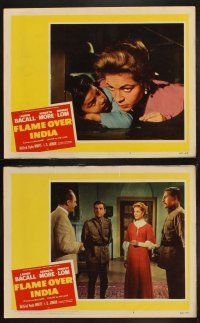 8r298 NORTH WEST FRONTIER 7 LCs '60 images of sexy Lauren Bacall & Kenneth More, Flame Over India!