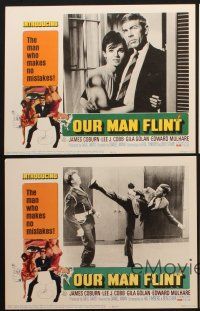 8r472 OUR MAN FLINT 5 LCs '66 cool images of James Coburn, Gila Golan in sexy James Bond spy spoof!