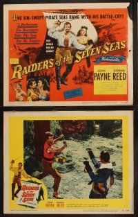 8r189 RAIDERS OF THE SEVEN SEAS 8 LCs '53 suave pirate John Payne romances sexy Donna Reed!