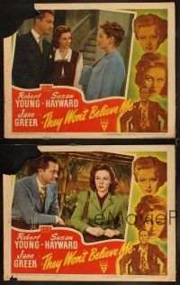 8r594 THEY WON'T BELIEVE ME 4 LCs '47 sexy Susan Hayward, Robert Young, Jane Greer, noir!