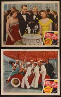8r721 THREE LITTLE WORDS 3 LCs '50 top stars look at cake with HIrschfeld figures on it, Astaire!