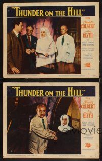 8r598 THUNDER ON THE HILL 4 LCs '51 Claudette Colbert, 6 desperate people hiding one guilty secret!