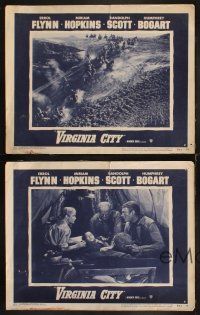 8r602 VIRGINIA CITY 4 LCs R51 Errol Flynn, Randolph Scott, Miriam Hopkins, cool western action!