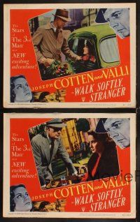 8r604 WALK SOFTLY STRANGER 4 LCs '50 Joseph Cotten & pretty Alida Valli, cool film noir images!