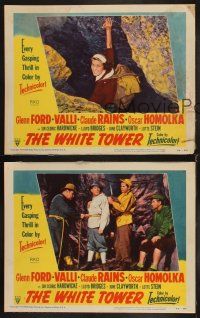 8r730 WHITE TOWER 3 LCs '50 Glenn Ford, Alida Valli, Claude Rains, dramatic climbing scenes!