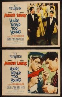 8r250 YOU'RE NEVER TOO YOUNG 8 LCs '55 great images of suave Dean Martin & wacky Jerry Lewis!