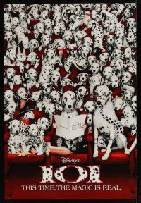 8s002 101 DALMATIANS int'l teaser 1sh '96 Walt Disney live action, dogs in theater!