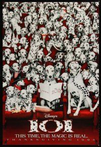 8s003 101 DALMATIANS Thanksgiving teaser DS 1sh '96 Walt Disney live action, dogs in theater!