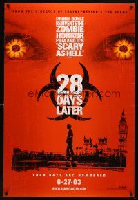 8s008 28 DAYS LATER teaser DS 1sh '03 Danny Boyle, Cillian Murphy vs. zombies in London!