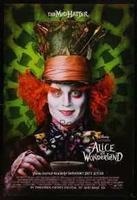 8s022 ALICE IN WONDERLAND close-up style advance DS 1sh '10 Tim Burton, Johnny Depp as Mad Hatter!