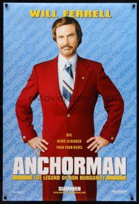 8s032 ANCHORMAN teaser DS 1sh '04 The Legend of Ron Burgundy, image of newscaster Will Ferrell!