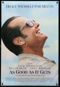 8s043 AS GOOD AS IT GETS int'l DS 1sh '98 great close up smiling image of Jack Nicholson as Melvin!