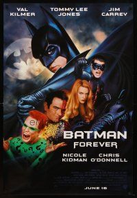 8s070 BATMAN FOREVER advance 1sh '95 Val Kilmer, Nicole Kidman, Tommy Lee Jones, Jim Carrey