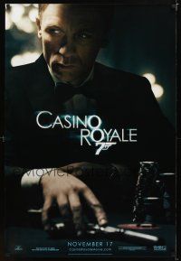 8s166 CASINO ROYALE teaser DS 1sh '06 Daniel Craig as James Bond sitting at poker table w/gun!