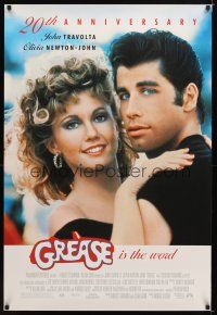 8s332 GREASE DS 1sh R98 close up of John Travolta & Olivia Newton-John in a most classic musical!