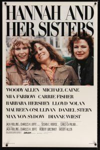 8s350 HANNAH & HER SISTERS 1sh '86 Allen directed, Mia Farrow, Dianne Weist & Barbara Hershey