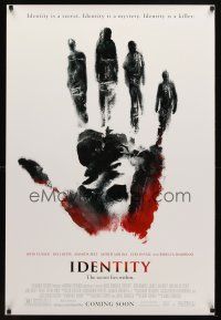 8s404 IDENTITY advance DS 1sh '03 John Cusack, Ray Liotta, Amanda Peet, cool image of handprint!