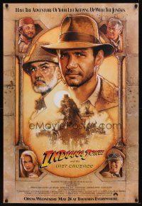 8s411 INDIANA JONES & THE LAST CRUSADE int'l 1sh '89 Ford & Connery by Drew Struzan!