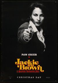 8s424 JACKIE BROWN teaser 1sh '97 Quentin Tarantino, cool image of Pam Grier in title role!