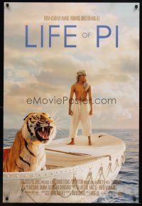8s467 LIFE OF PI style A int'l DS 1sh '12 great image of Irrfan Khanin title role w/big cat!