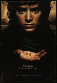 8s487 LORD OF THE RINGS: THE FELLOWSHIP OF THE RING teaser DS 1sh '01 J.R.R. Tolkien, one ring!