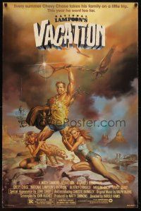 8s534 NATIONAL LAMPOON'S VACATION 1sh '83 art of Chevy Chase, Brinkley & D'Angelo by Vallejo!