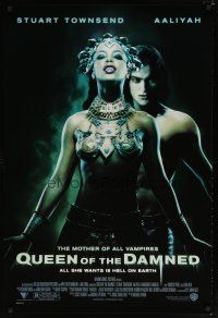 8s569 QUEEN OF THE DAMNED 1sh '01 close up of sexy vampire Aaliyah & Stuart Townsend!