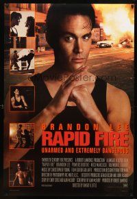 8s577 RAPID FIRE style C int'l DS 1sh '92 Powers Boothe, Nick Mancuso, great image of Brandon Lee!