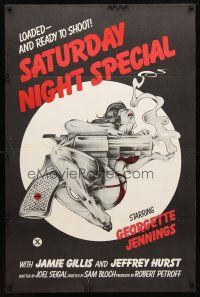 8s622 SATURDAY NIGHT SPECIAL 1sh '76 sexy art of near-naked girl with huge smoking gun!