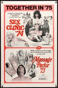 8s653 SEX CLINIC '74/MASSAGE PARLOR '73 1sh '75 see it with the love of your life, sexy double-bill!