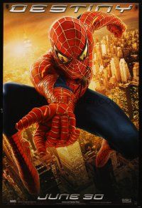 8s713 SPIDER-MAN 2 teaser 1sh '04 cool image of Tobey Maguire as superhero, destiny!