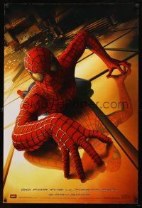 8s711 SPIDER-MAN teaser DS 1sh '02 Tobey Maguire crawling up wall, Sam Raimi, Marvel Comics!